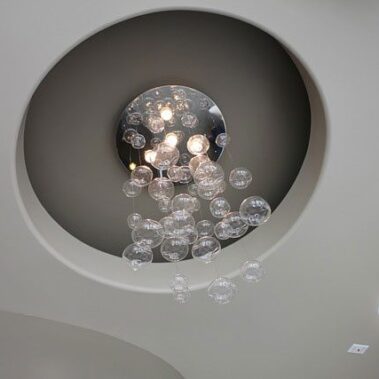 Lights hanging from a ceiling.