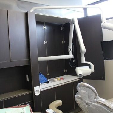 Dental room with dental chair and equipment.