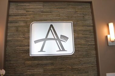 Dental logo on wall.