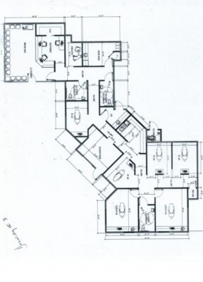 Blue prints of a sample dental office floor plan.